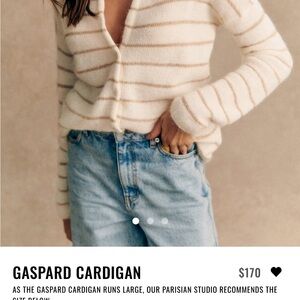 & Other Stories Cream and Tan Striped Cardigan
